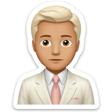 victoria man in 1980's, white suit sticker