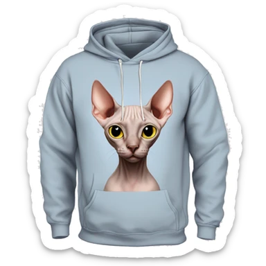 Hairless Canadian sphinx cat weared hoodie sticker