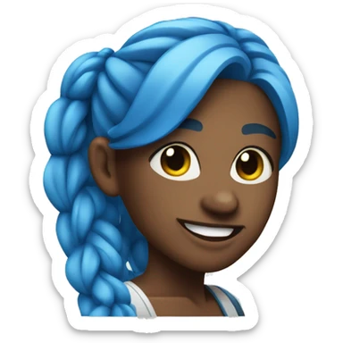 a singer with bright blue long hair in pigtails  sticker