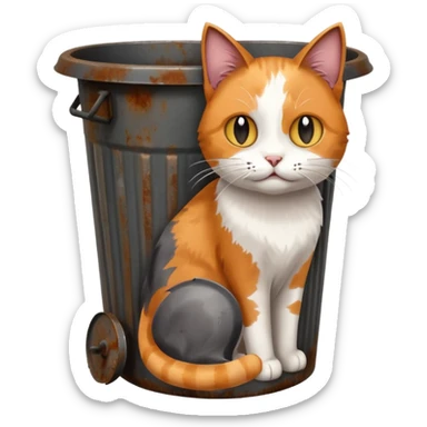 Cat + trash bin, Street Wildlife. sticker