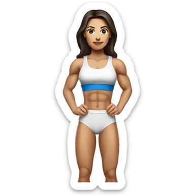 Ukrainian brunette woman with muscles, fitness woman  sticker
