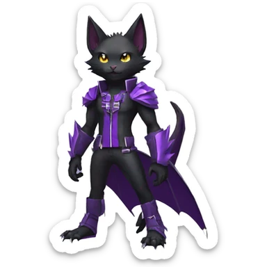 cool edgy black punk Purple nargacuga-bat-cat-Fakemon collar full body sticker