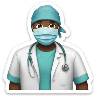 surgeon with bandana and mask entering the operating room sticker