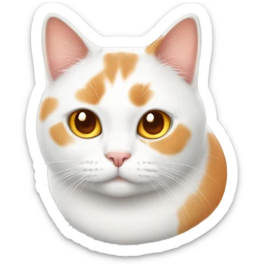 white and orange cat, fat and adorable sticker