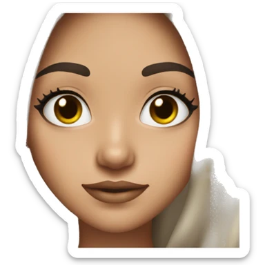 brunette girl with long hair and ñong dark lashes  sticker