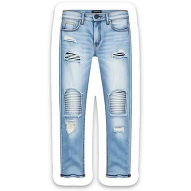 Hyperrealistic isolated ultra detailed still life, Distressed Straight Jean in Light Bleach Alexander Wang brand. No human features, no emoji faces, no emoji icons. 8k sticker