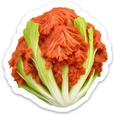 A napa cabbage marinated in a bright red pepper paste sticker