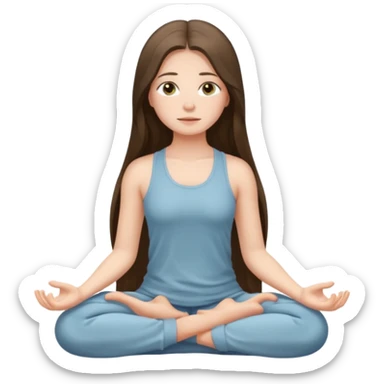 pretty white brunette teen long hair with hazel eyes meditating sticker