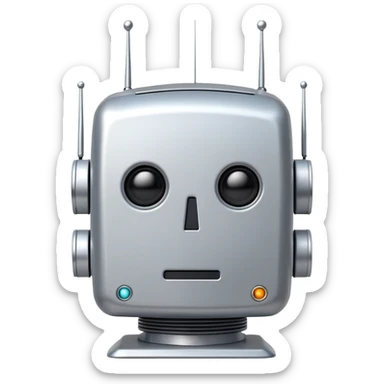 Retro-futuristic robot with a boxy head and antennas sticker