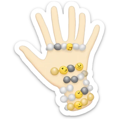 Make a hand with a wrist that has a bea braclet around the wrist the beads are pastel yellow on the sides and the middle has grey beads that are letters that say SWIFTIE sticker