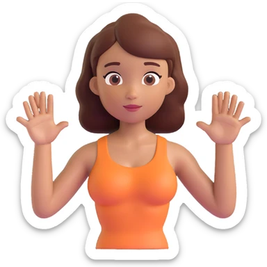 Slightly increase the volume of the upper body of the girl, spread them far apart from each other, make the skin color the same for both characters, keep the cartoonish 3D style. sticker