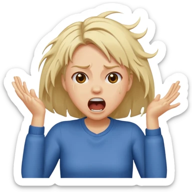 Girl ripping hair out yelling sticker