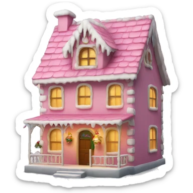 Casa de navidad rosa de jengibre  sticker