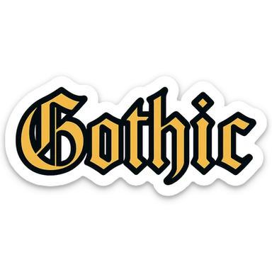 the word 'Gothic' in bold, heavy blackletter gothic calligraphy, only text, no decoration sticker