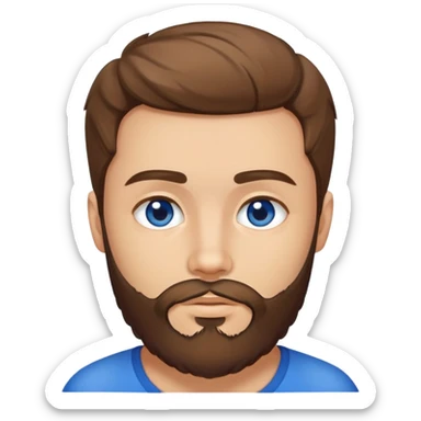 Un jeune homme avec une barbe légèrement fournie, des cheveux courts bruns et yeux bleu sticker