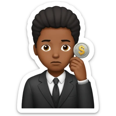 ambitious thinking about moneyemoji, black person sticker