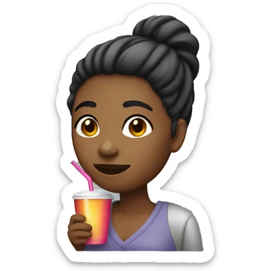 Lesbian woman holding cup with a straw  sticker