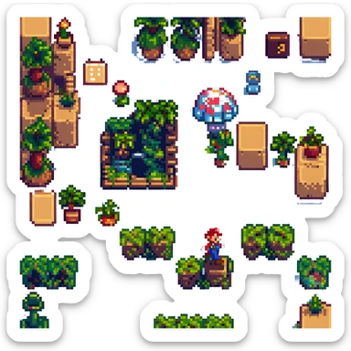 Tilesets, Overworld, Super Mario, 2D plataform, videogame, retro, chiptune. sticker