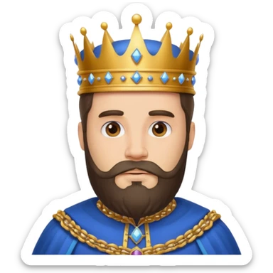bearded king with crown and blue outfit sticker