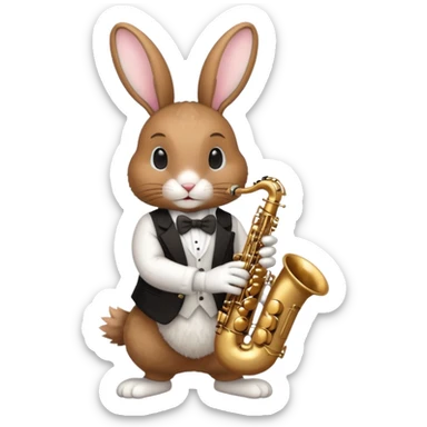 rabit playing saxophone jazz sticker