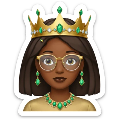 black queen with glassess and crown sticker