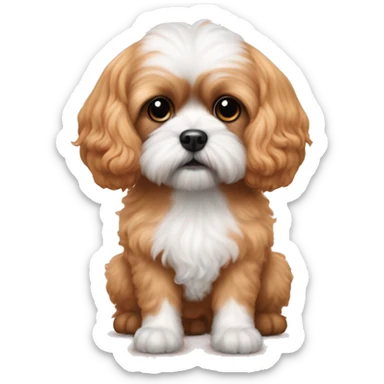 Peach large cavapoo next to a shitzu black ears  sticker