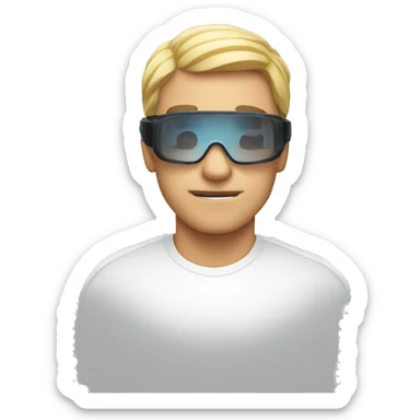 Guy wearing an LED light therapy mask sticker