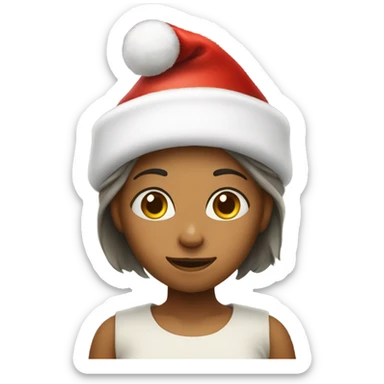 girl that woke up in bed, and has a Christmas hat on sticker