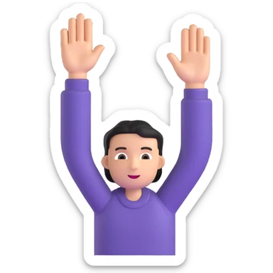 person raising hands in celebration reaching goal sticker
