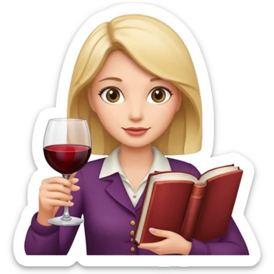 Female hands holding wine glass and a book sticker