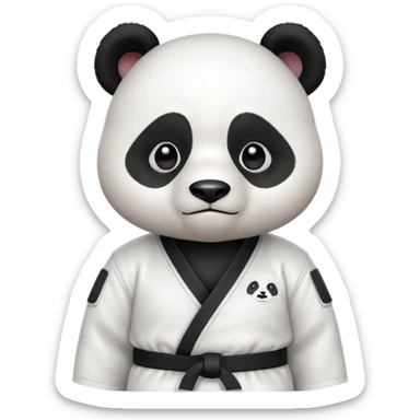 cute panda doing karate portrait, head and shoulders only, wearing white gi uniform, black belt visible, determined face, 3D cartoon, mobile game icon style, clean background, no text, no watermark
 sticker