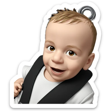 smiling boy with weapon sticker