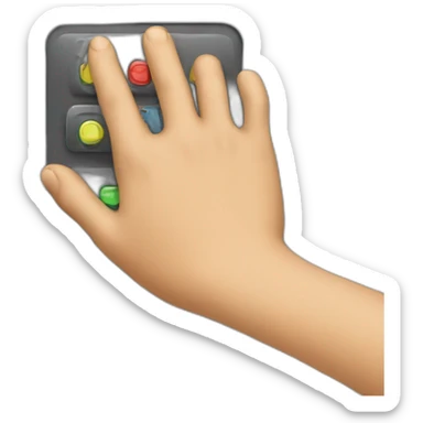 a hand presses the button sticker