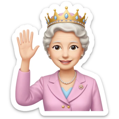 Queen Elizabeth waves in pastel clothes sticker