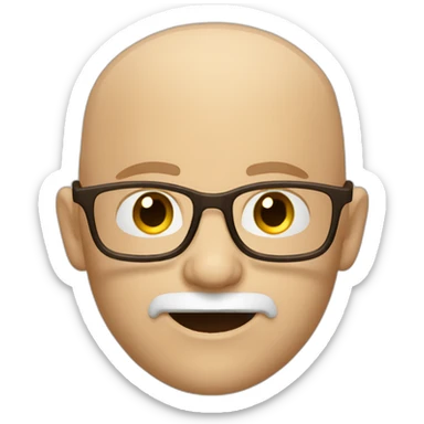 bald white man with glasses and a brown goatee winking sticker
