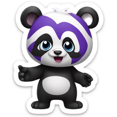 A purple panda saying hi sticker