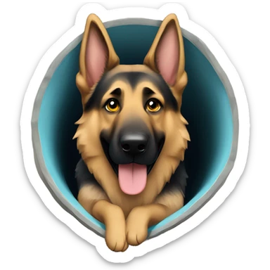 German shepherd going through agility tunnel  sticker