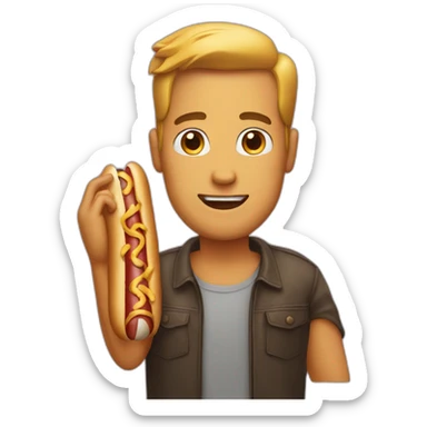 Man with hot dog hands sticker