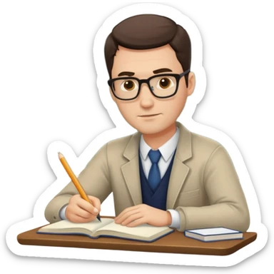 A handsome man in his 40s studying hard sticker