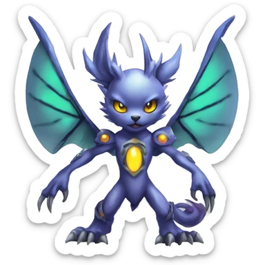 cute cool edgy ethereal magical alien punk Digimon-Fakemon-animal full body sticker
