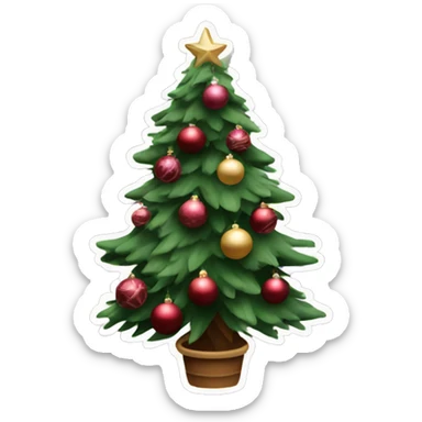 christmas tree with burgundy christmas balls and toys aesthetic  sticker