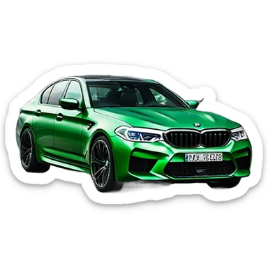 green bmw m5 f90 in moscow city sticker