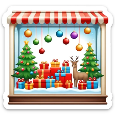 Christmas department store window display with toys sticker