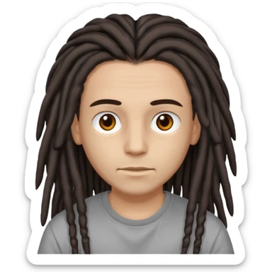 Lightskin with brown eyes and dark brown long dreads with a lining in the front sticker