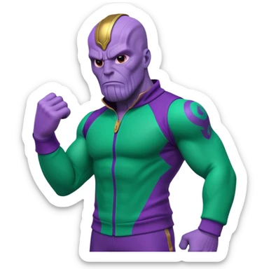 Thanos wearing a Squid Game green tracksuit sticker