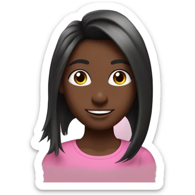 pelo negro liso largo con mechas rosadas adelante, piel blanca sticker