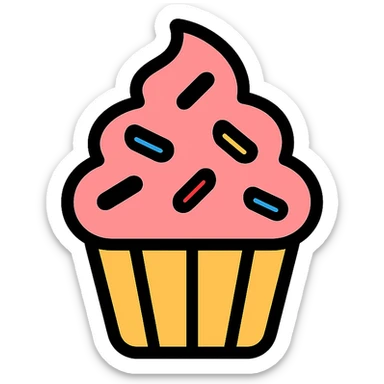 colorful cupcake icon with sprinkles sticker