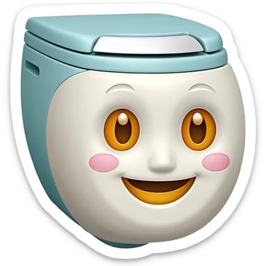 A toilet with a smiling face  sticker