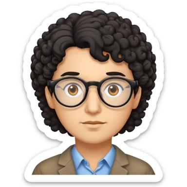 brown psychologist with curly black hair and brown eyes sticker