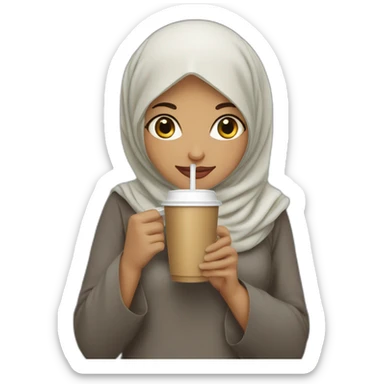 Hijabi girl with cold coffee  sticker